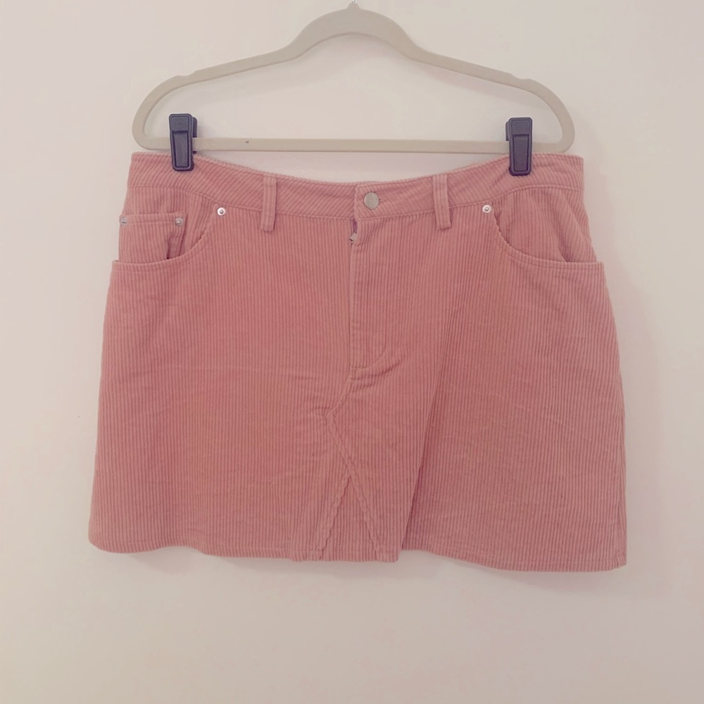 Baby Pink Corduroy Mini Skirt